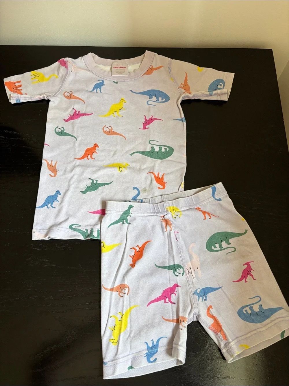 Hanna Andersson Lavender & Multicolor Dinosaur Organic Cotton Pajamas sz 8 / 130